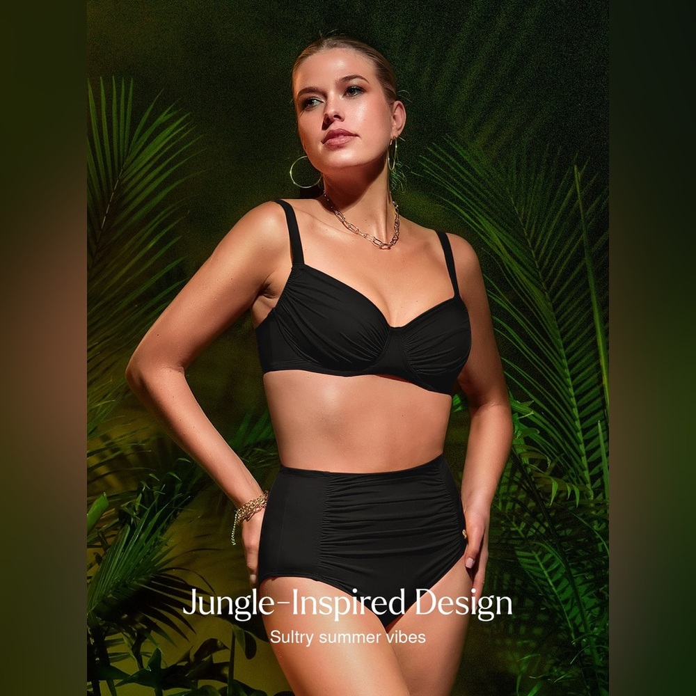 NWT Popilush Shapewear Ruched Tummy Control Bikini Set